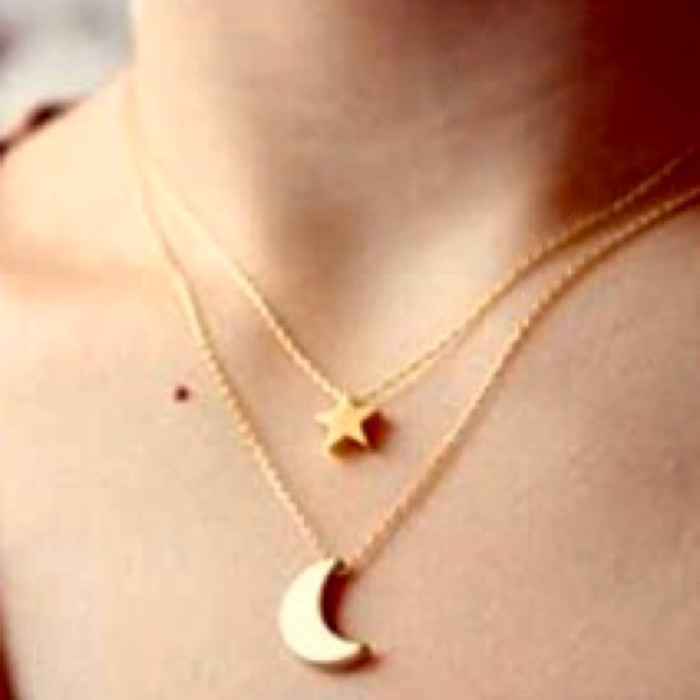 n e w ☆ gold star & moon necklace - Picture 2 of 3